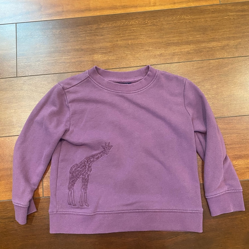 Janie and Jack - Girls Purple Crewneck with Embroidered Giraffe - Size 3T
